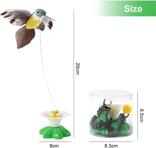 Vista 3 de Juguete eléctrico para gatos, juguete interactivo de pájaro para gatos, juguete eléctrico giratorio de 360 grados, mariposa voladora, juguete