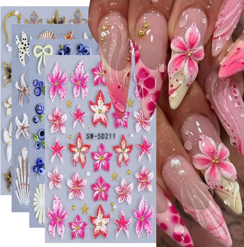 Vista 34 de 8 hojas de calcomanías de arte de uñas de conejo de Pascua, 3D, autoadhesivas, accesorios de arte de uñas, caricaturas, conejos, animales