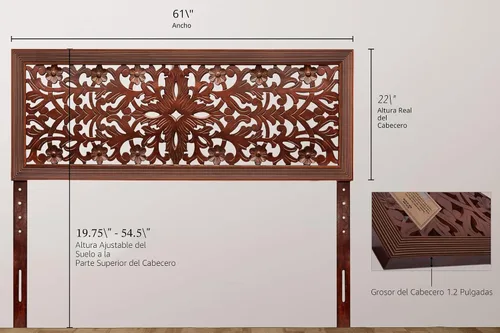 Vista 2 de COTTON CRAFT Cabecero de madera maciza resistente, color marrón antiguo rústico