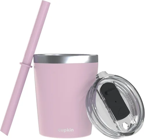 Vista 32 de CUPKIN - Taza apilable de acero inoxidable para niños, taza para batidos, tazas aisladas con recubrimiento en polvo, tapa libre de BPA y pajilla
