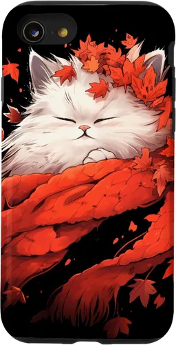 Vista 18 de Persian Cat Kitten Autumn Fall Leaves Thanksgiving Case for iPhone 16