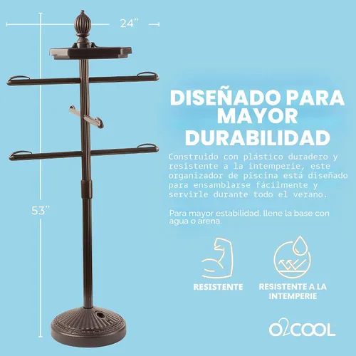 Vista 5 de O2COOL - Toallero ajustable para piscina y spa, color bronce