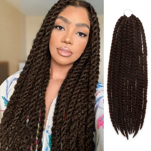 Vista 14 de Trenzas de ganchillo de pelo sintético auténtico doble Jumbo Senegalese Twist 12" (30) [AU-THEN-TIC Senegalese Twist] (12") - Natural Texture &