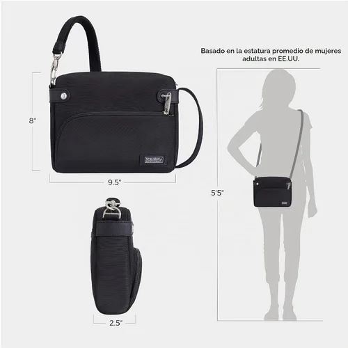 Vista 5 de Travelon - Bolso bandolera Heritage antirrobo, pequeño Negro