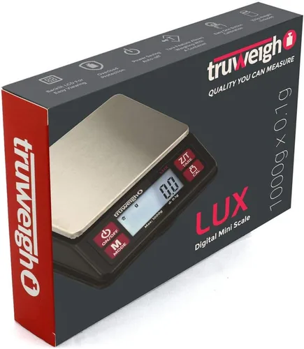 Vista 3 de Truweigh LUX - Mini báscula digital (35.27 oz x 0.00 oz, negro/rojo) - Báscula digital de cocina - Báscula digital de viaje - Báscula portátil