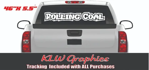 Vista 2 de 46" Rolling Coal Banner Window Decal Sticker Truck Diesel 7.3 6.6 Super Duty