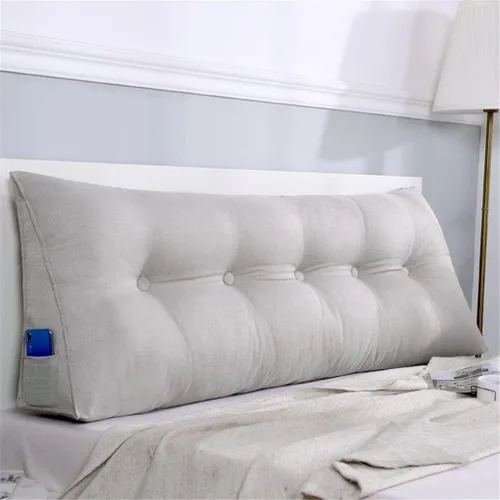 Vista 12 de Almohada triangular grande para cabecero de cuña de algodón suave y lino para sentarse en la cama, soporte de posicionamiento trasero, almohadas