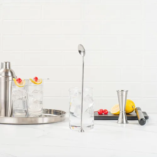 Vista 6 de Restaurantware Bar Lux - Cuchara de barra de 12 pulgadas, 1 cuchara agitadora de cóctel con punta de muddler – Cuchara mezcladora de cóctel de acero