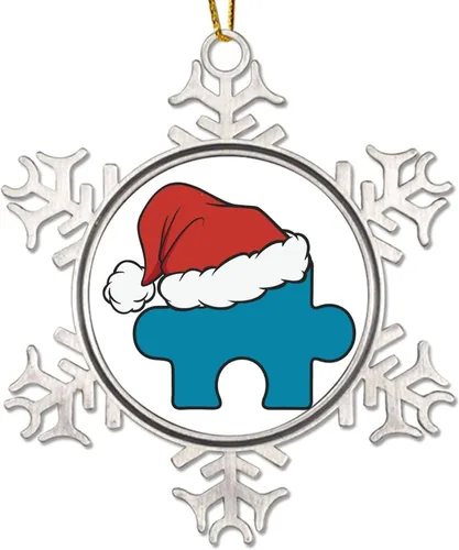 Vista 12 de Esta mamá con autismo es adornos de Navidad, concienciación sobre el autismo, regalos de recuerdo de Navidad, copo de nieve de metal, decoración
