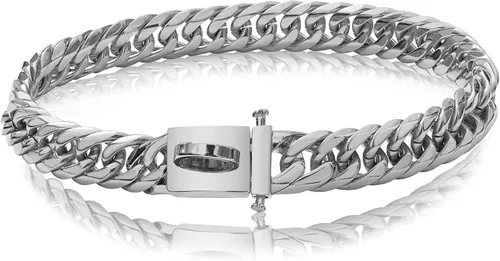 Vista 3 de BAOBOTE Collar de Cadena Dorada para Perro con Hebilla de Broche de Seguridad, Collar de Eslabón Cubano de 19 mm para Perro, Collar Resistente a