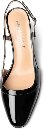 Vista 3 de Zapatos de tacón medio grueso con hebilla para mujer, con puntera cuadrada, 2.5 pulgadas