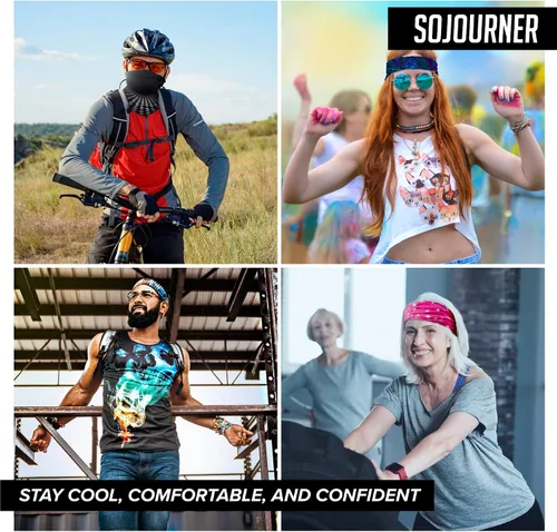 Vista 5 de SoJourner Bags Bandana para el cuello (9 unidades) Cubrebocas de cuello Gators para hombres y mujeres, máscaras de cuello en I
