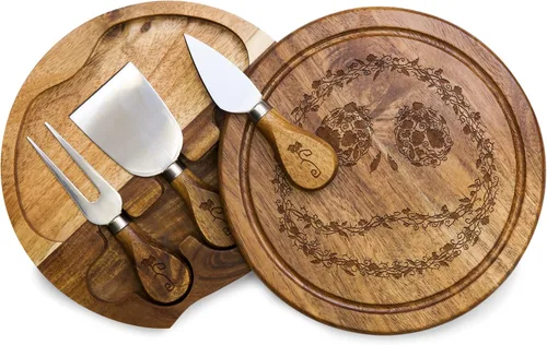 Vista 10 de PICNIC TIME Disney Princess Beauty & the Beast - Juego de tabla de queso brie de acacia y cuchillos, juego de tabla de charcutería, tabla de cortar