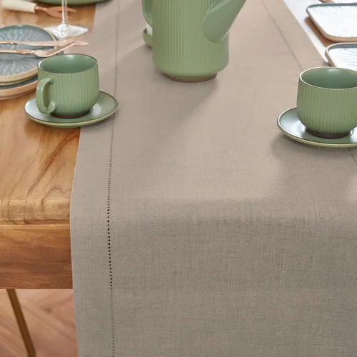 Vista 2 de Solino Home Camino de mesa de lino natural de 72 pulgadas de largo, 100% lino puro con vainica, peso medio, 14 x 72 pulgadas para cómoda, comedor