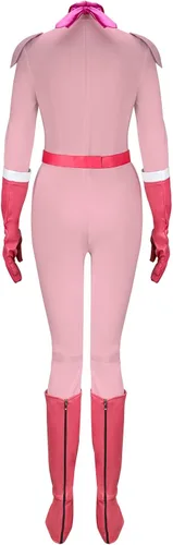 Vista 3 de LINKOM Disfraz de melocotón rosa para mujer, disfraz de princesa, traje de batalla, conjunto completo de Halloween, cosplay, uniforme