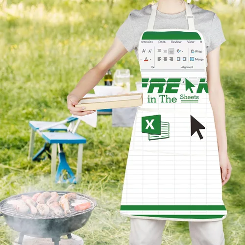 Vista 7 de TOBGBE Hoja de cálculo de Excel Regalos F In The Sheets Delantal Archivo Datos Carácter Babero Divertido Analista de Datos CPA Contador Jefe Regalos