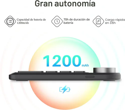 Vista 5 de HUION Keydial - Mini teclado programable Bluetooth con dial de 5 teclas anti-fantasma, 18 teclas personalizadas, teclado inalámbrico de acceso