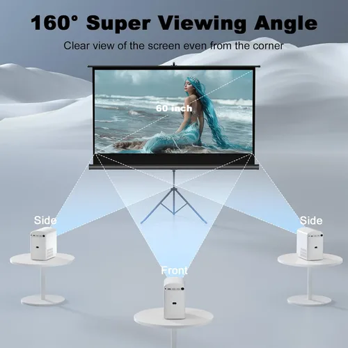 Vista 7 de Pantalla de Proyector para Exteriores con Trípode de Soporte, Pantalla de Proyector Portátil Desplegable para Interiores, Pantalla de Proyección