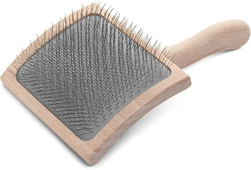 Vista 10 de Chris Christensen Mark VI - Cepillo deslizante de espalda curvada para perros, pasadores de 0.472 in, mango ergonómico de madera de haya ligera
