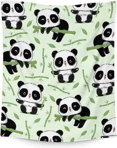 Vista 17 de Manta de panda para regalar – Manta de 30 x 40 pulgadas para niños – Mantas blancas de felpa suave para sofá, oficina