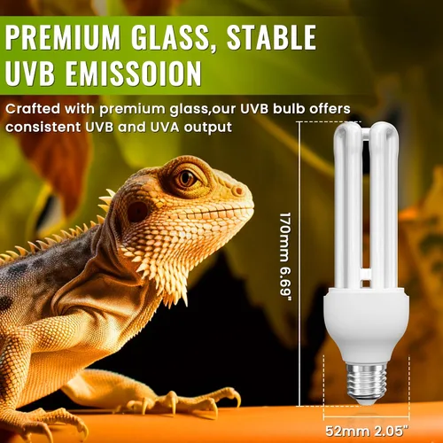 Vista 3 de DoRight Bombilla UVB 5.0 para pájaros, bombilla fluorescente compacta E26, UVB 5.0, bombilla compacta UVB para pájaros, jaula de pájaros, luz UVB