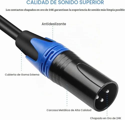 Vista 2 de Cable divisor Y de 1/8 pulgadas a doble XLR macho, adaptador de interconexión desequilibrado de 3,5 mm mini jack TRS estéreo a doble XLR macho