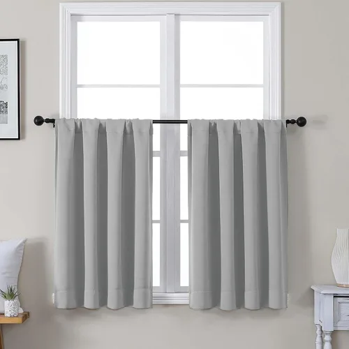 Vista 141 de Gwine Cortinas opacas para dormitorio, 54 pulgadas de largo, paneles de cortina de ventana con aislamiento térmico y reducción de ruido, cortinas