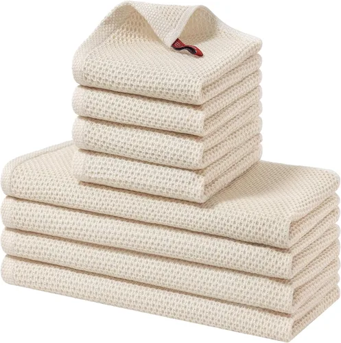 Vista 53 de Homaxy Juego de toallas y paños de cocina 100% algodón, 30 x 30 centímetros y 33 x 71 centímetros, juego de 8 toallas de cocina ultra suaves