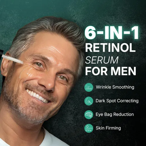 Vista 2 de ABERA Suero de retinol para hombre, suero antienvejecimiento para la cara, reduce las manchas oscuras, melasma, arrugas y bolsas para los ojos