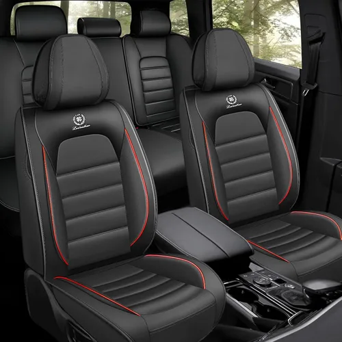Vista 16 de Funda de asiento para Nissan Murano 2003-2026, protector de asiento de cuero impermeable compatible con bolsa de aire (par delantero, negro clásico)