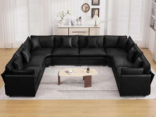 Vista 15 de Sofá modular en forma de nube de 113 pulgadas, sofás de asiento profundo de gran tamaño para sala de estar, sofá modular tapizado de chenilla