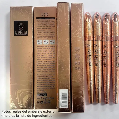 Vista 8 de Yulinlon Q706 Bolígrafo para cejas, de 4 puntas, maquillaje de cejas preciso, duradero e impermeable (1# Marrón claro)