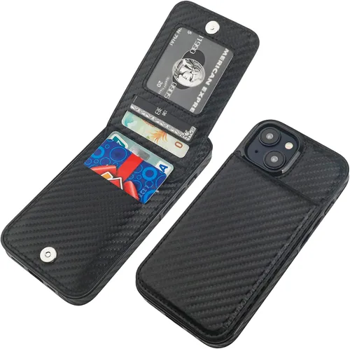Vista 74 de KIHUWEY - Funda tipo cartera compatible con iPhone 15 con soporte para tarjetas de crédito, cierre magnético, soporte de cuero premium, cubierta
