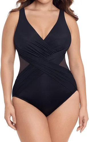 Vista 2 de Miraclesuit Traje de baño de una pieza con control de abdomen para mujer, talla grande, ilusionistas
