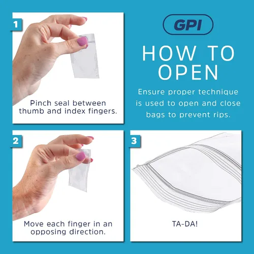 Vista 7 de GPI - Paquete de 100 bolsas de plástico transparente con cremallera de 1 x 1 pulgada de grosor, bolsas de plástico transparente con cierre