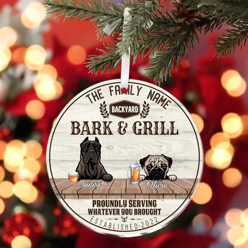 Vista 7 de SILYHEART Christmas Acrylic Ornaments Presa Canario & Pug Bull Dog Christmas Porcelain Ornament Family Dog Name Funny Dog Pet Lovers DIY Christmas