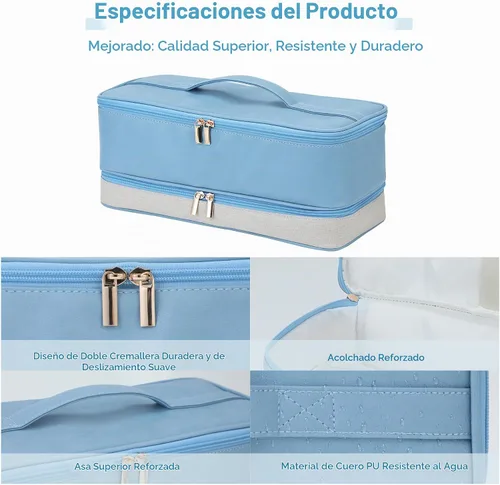 Vista 3 de BAGCRAZY Funda de viaje para Shark FlexStyle y Dyson Airwrap, azul