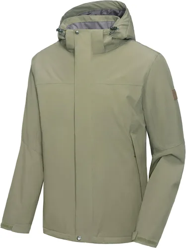 Vista 10 de Little Donkey Andy Chaqueta impermeable de esquí y snowboard para hombre, abrigo cálido resistente al viento con capucha desmontable