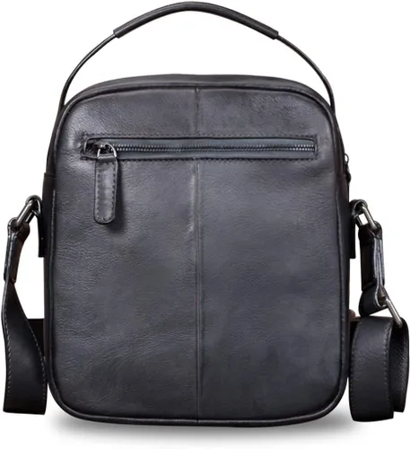Vista 3 de Bolsas de mensajero de cuero para hombres Crossbody Bolsas de hombro Hombre Bolso Satchel Negro talla única