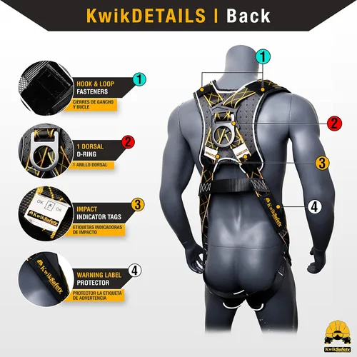 Vista 4 de KwikSafety TORNADO Safety Harness ANSI OSHA Fall Protection Gear