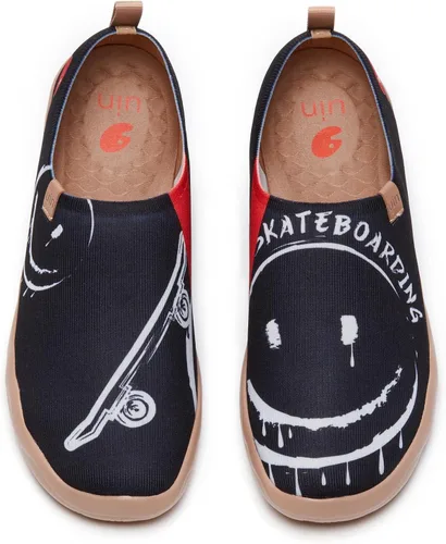 Vista 27 de UIN Zapatos de viaje para caminar para hombre, sin cordones, de lona, informales, ligeros, cómodos y modernos, diseño de perritos felices Ahhhhh