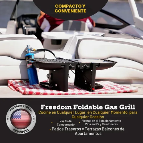 Vista 9 de Parrilla portátil de gas y plancha plegable Fold-N-Go, 9.200 BTU, ligera con estuche de transporte