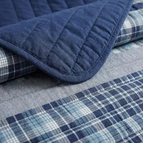 Vista 5 de Nautica Home Colección Adleson Cubrecama edredón ligero y reversible de 100 % algodón, prelavado para mayor comodidad, fácil cuidado, lavable a