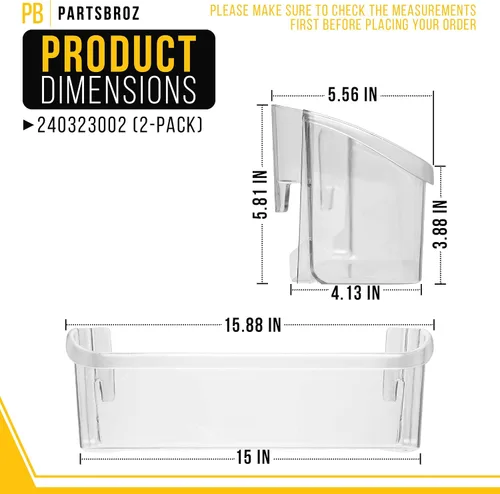 Vista 2 de PartsBroz 240323002 Estante para puerta de refrigerador (paquete de 2) para Frigidaire FGHS2631PF4A FGHS2655PF5A DGUS2645LF6A FGHS2631PF3