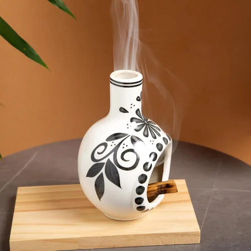 Vista 7 de MOUGIGI Porta Incienso Artesanal de Palo Santo - Quemador de Incienso Cerámico - Tamaño Compacto para Espacio de Meditación - Quema Palo Santo