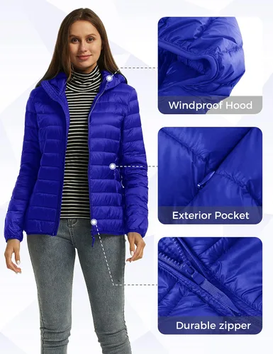 Vista 6 de Wantdo - Chaqueta de plumón corto con capucha para mujer