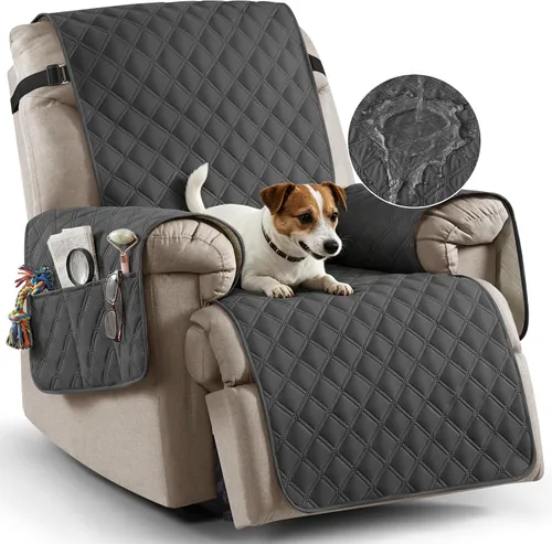 Vista 23 de Ruaozz Funda para Silla Reclinable 100% Impermeable Antideslizante Funda Reclinable para Silla Reclinable Funda de Asiento de Silla Lavable con Beige