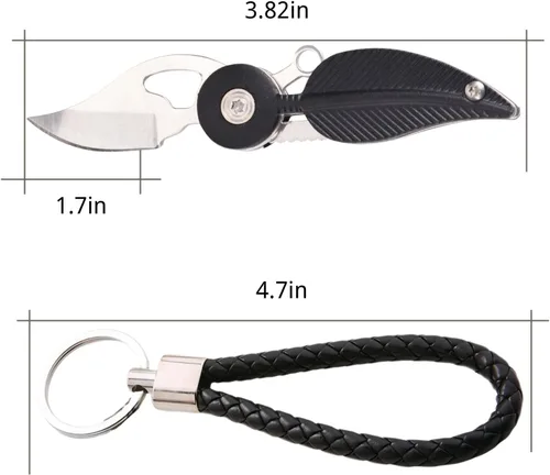 Vista 2 de Mini cuchillo de bolsillo para mujer con cadena, gadget genial, cuchillo Edc, lindo accesorio para llaves (negro)