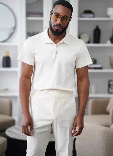 Vista 4 de Know Me - Camisa polo de manga corta para hombre y pantalones acampanados ajustados con patrón de costura, código de diseño ME2035, tallas