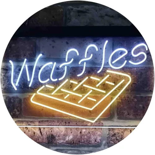 Vista 15 de ADVPRO Waffles Snack Café - Letrero de neón LED de doble color, azul y rojo, 12 x 8 pulgadas st6s32-i3820-br